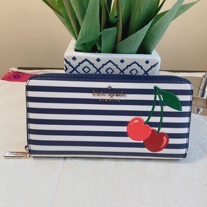 Kate Spade bing large striped cherry continental wallet